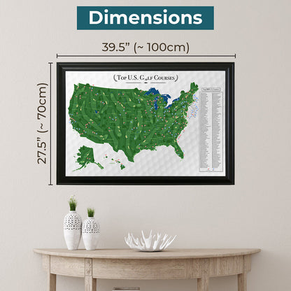 Top 200 Golf Courses USA Push Pin Travel Maps Dimensions