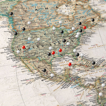 Gallery Wrapped - Executive World Travel Map with pins