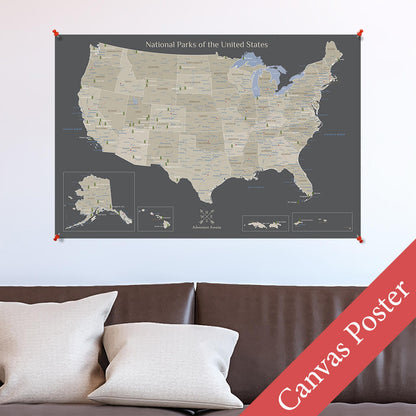 Earth Toned USA National Park Map Poster