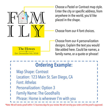 How to Order Your Custom Map Word Art - Family Map Art - Canvas Print 