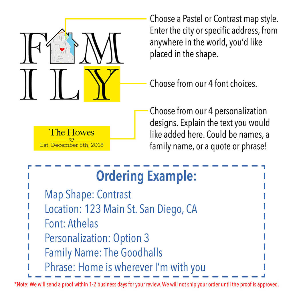 How to Order Your Custom Map Word Art - Family Map Art - Canvas Print 