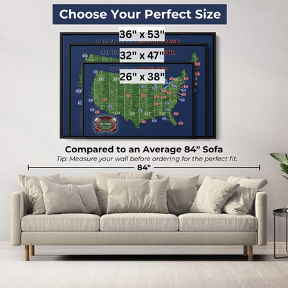 Canvas - Football Stadium Push Pin Travel Map with Pins