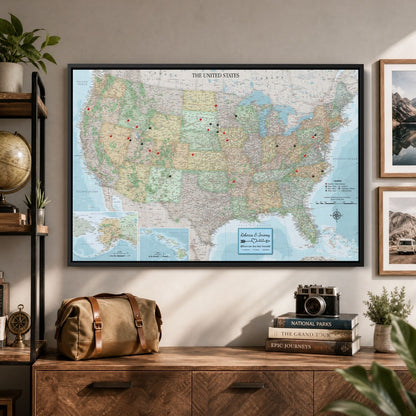Canvas - Signature USA Travel Map with pins