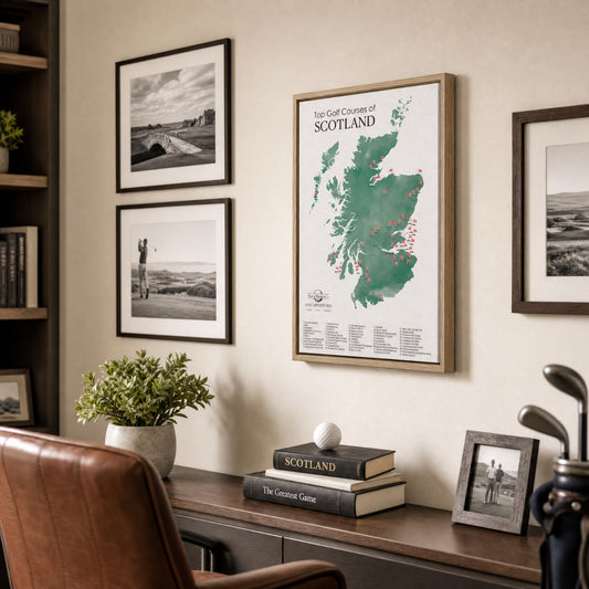 Canvas - Scotland Golf Courses Travel Map with Pins