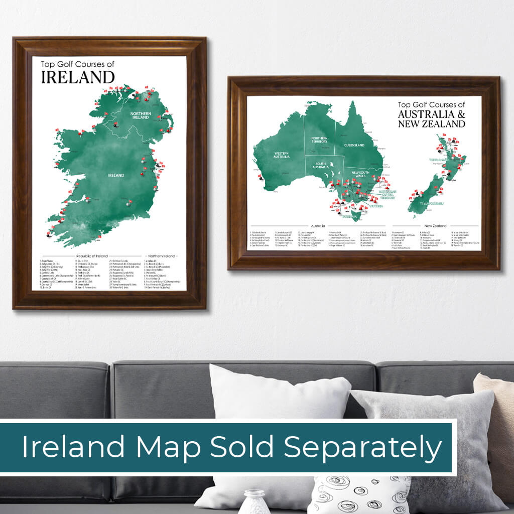 Comparison of New Zealand and Australia Golf Map to a Vertical Ireland Golf Map