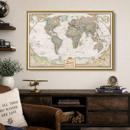 Canvas - Executive World Travel Map with Pins
