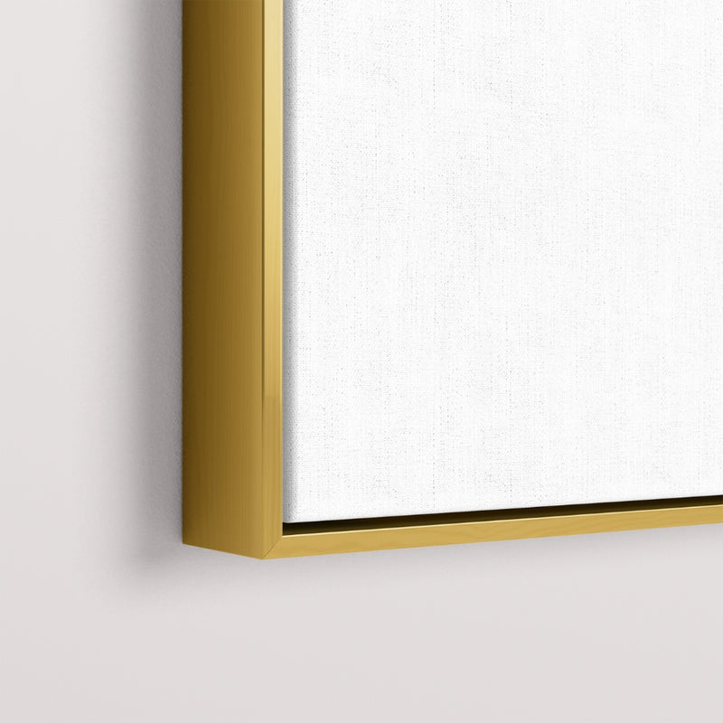 Gold float mount frame, corner detail