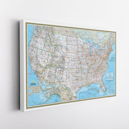 Gallery Wrapped - Classic USA Travel Map with pins