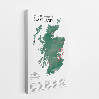 Gallery Wrapped - Scotland Golf Courses Travel Map with Pins