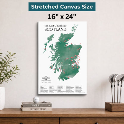 Gallery Wrapped - Scotland Golf Courses Travel Map with Pins