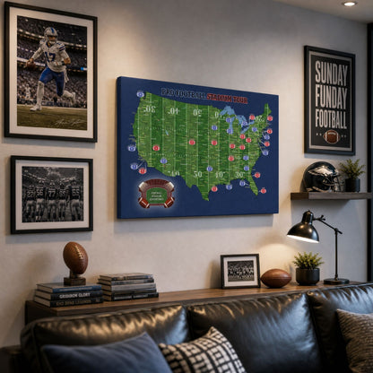 Gallery Wrapped - Football Stadium Map with Pins