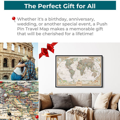 Canvas - Executive World Travel Map with Pins