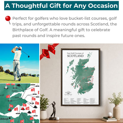 Canvas - Scotland Golf Courses Travel Map with Pins