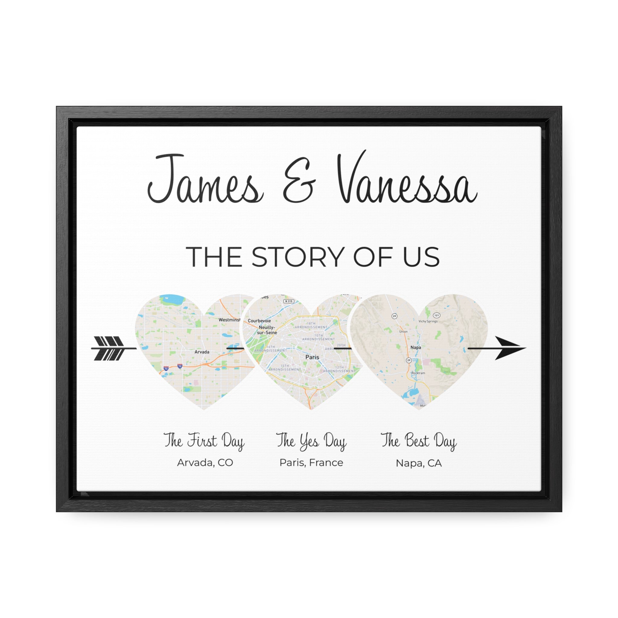 The Story of Us - 3 Heart Map Art - Option 3