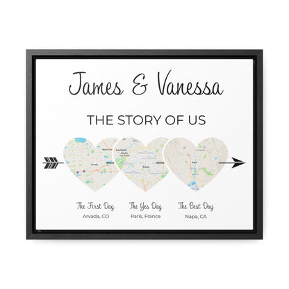 The Story of Us - 3 Heart Map Art - Option 3