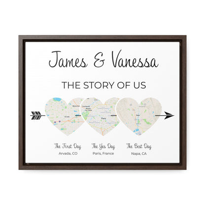 The Story of Us - 3 Heart Map Art - Option 3