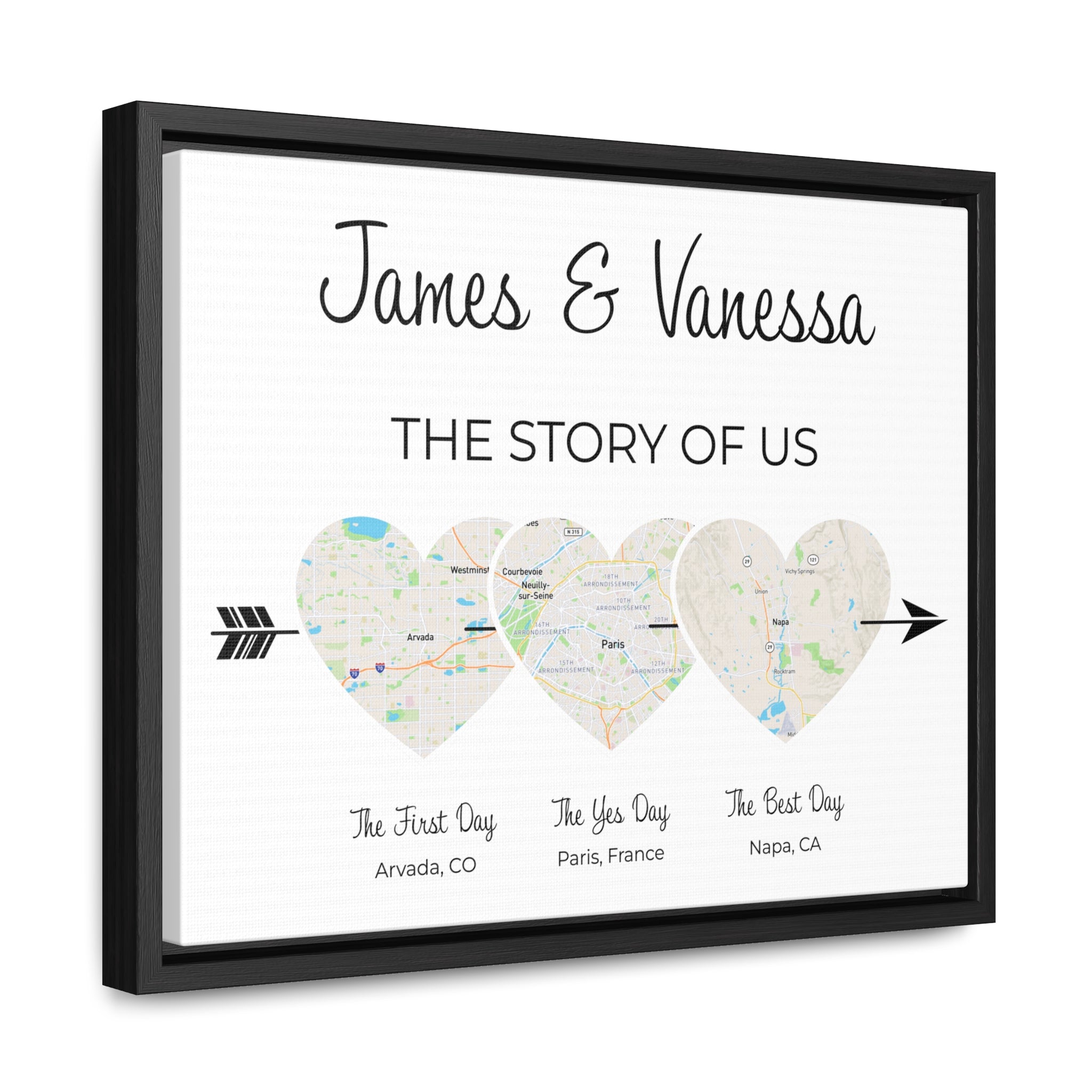 The Story of Us - 3 Heart Map Art - Option 3