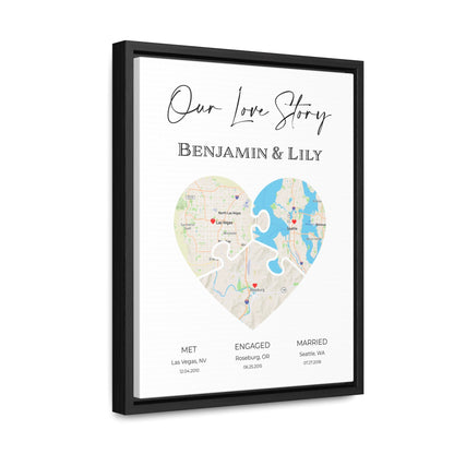 Our Love Story - 3 Puzzle Piece Heart Map Art - Option 5