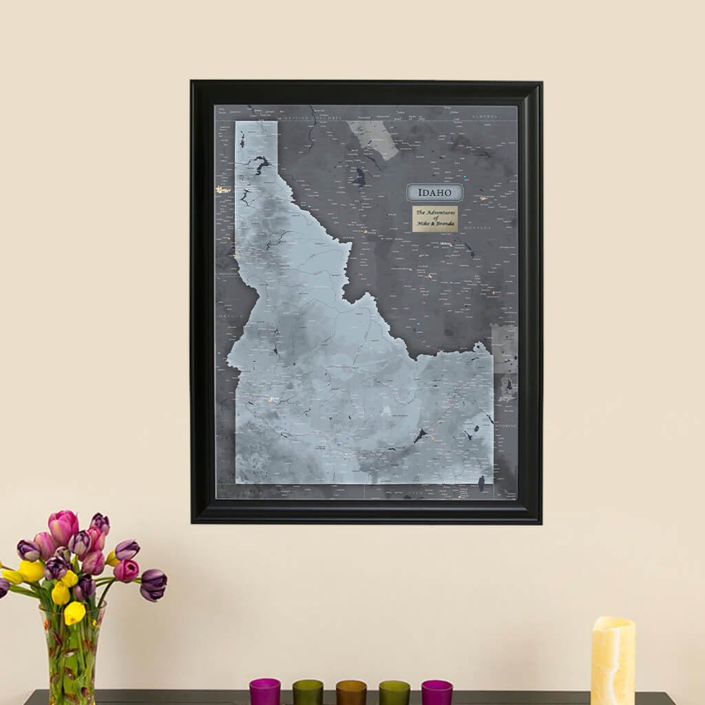 Push Pin Travel Maps Framed Idaho Slate Wall Map with Push Pins