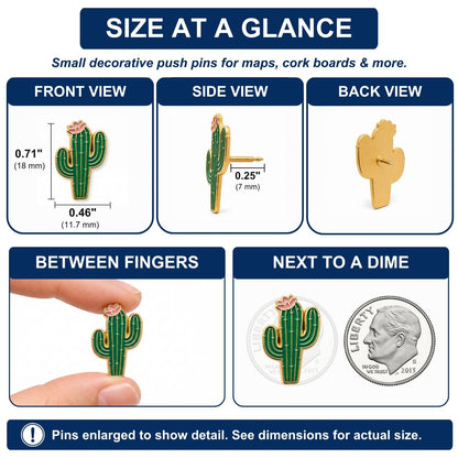 Cactus Push Pins - Desert Enamel Map & Lapel Pins