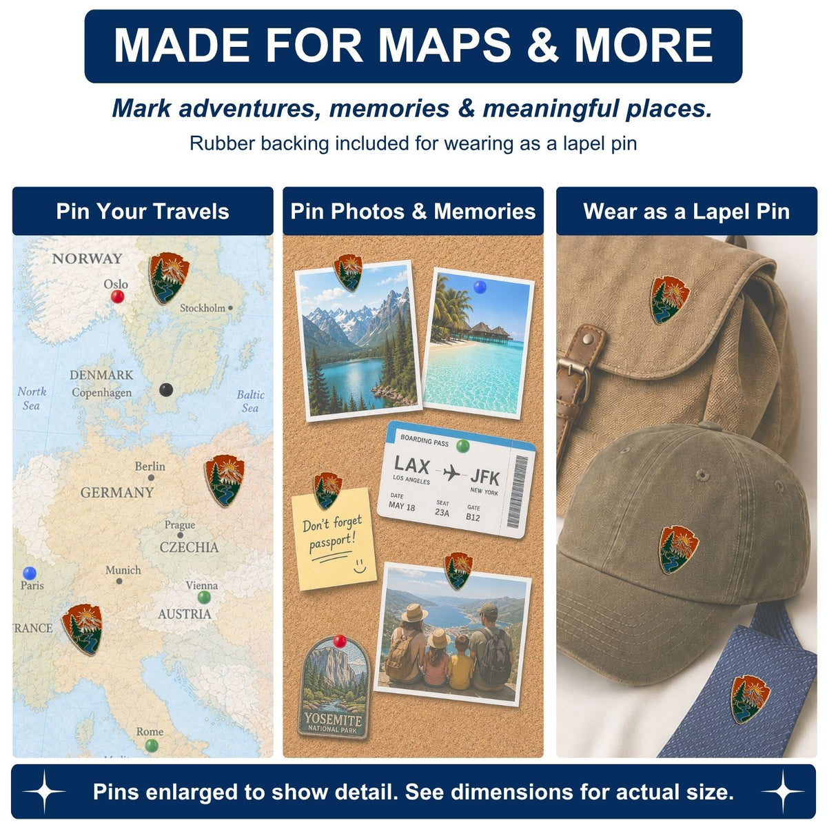 National Park Push Pins - Arrowhead Enamel Map & Lapel Pins