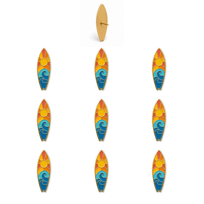 Surfboard Push Pins - Beach Enamel Map & Lapel Pins