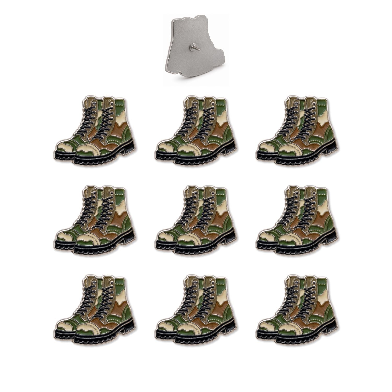 Military Push Pins - Camo Combat Boots Map & Lapel Pins