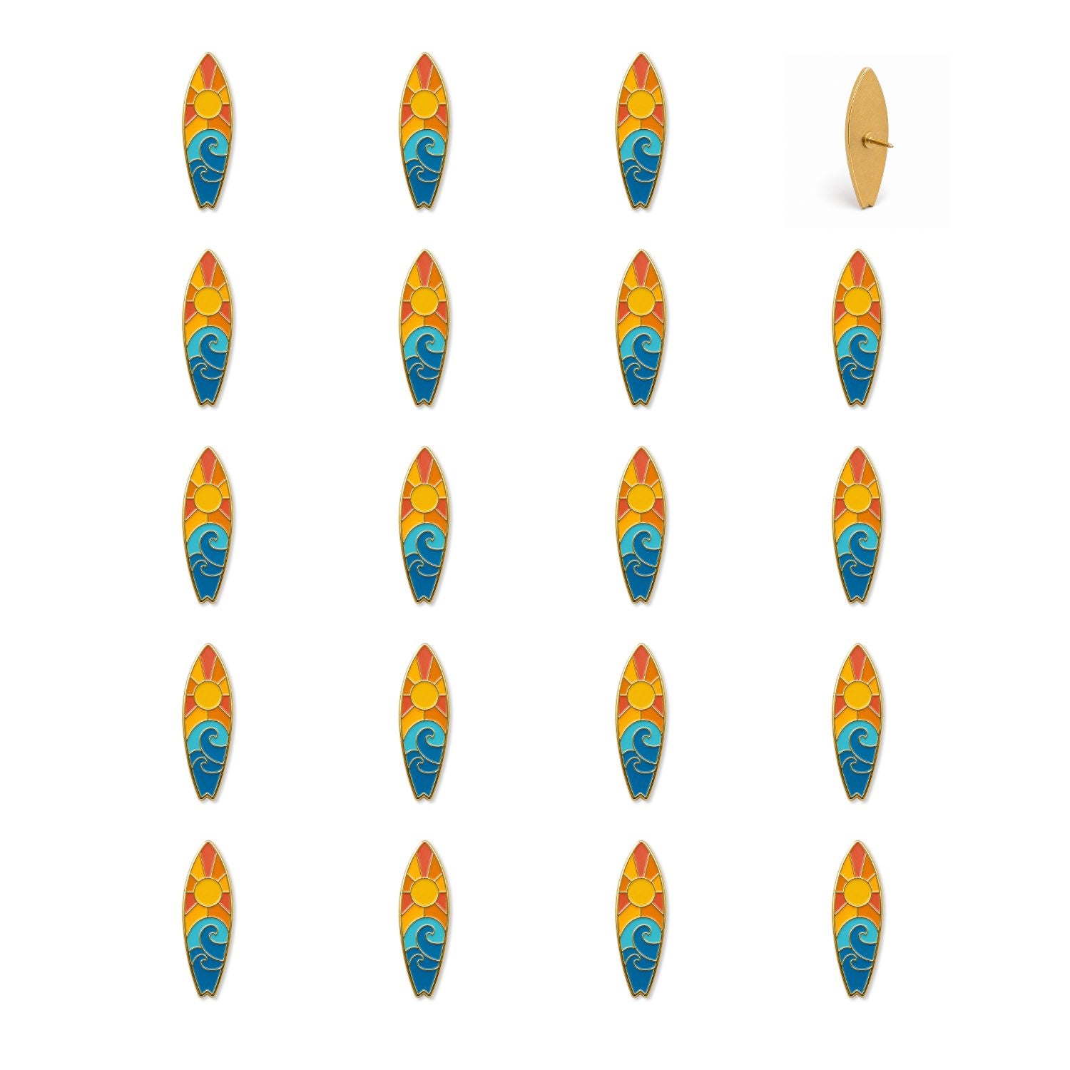Surfboard Push Pins - Beach Enamel Map & Lapel Pins