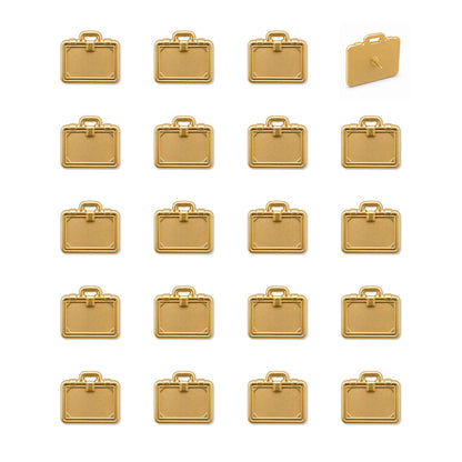 Set of 20 gold metal briefcase push pins with 3D clasp and handle details