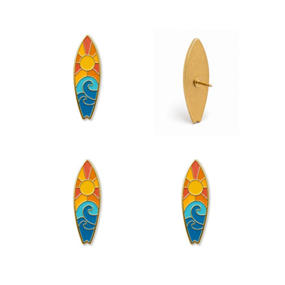 Surfboard Push Pins - Beach Enamel Map & Lapel Pins