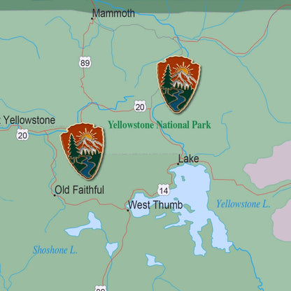 National Park Push Pins - Arrowhead Enamel Map & Lapel Pins