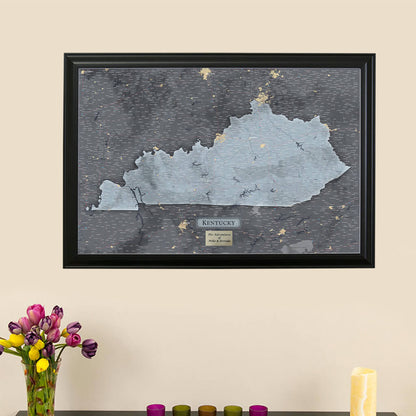 Push Pin Travel Maps Framed Kentucky Slate Wall Map