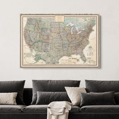 Canvas - Executive USA Travel Pin Map