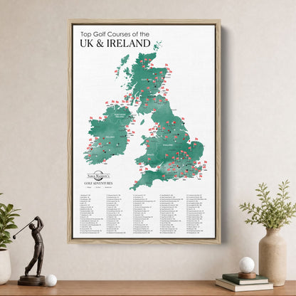 Canvas - The UK & Ireland Golf Courses Travel Map with Pins