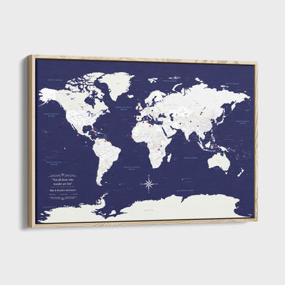 Canvas - Navy Explorers World Travel Map with pins