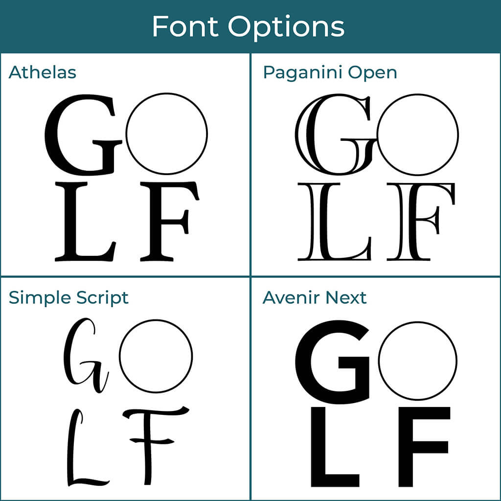 Choose Your Font Options for Your Golf Word Map Print