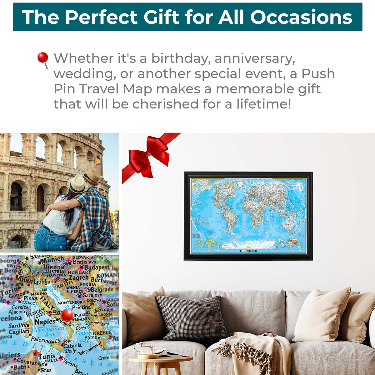Classic World Push Pin Travel Maps - The Perfect Gift