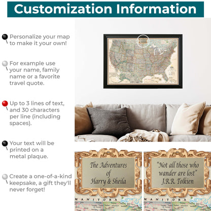 Executive USA Push Pin Travel Maps - Personalization