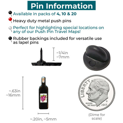Red Wine Bottle Push Pins Information