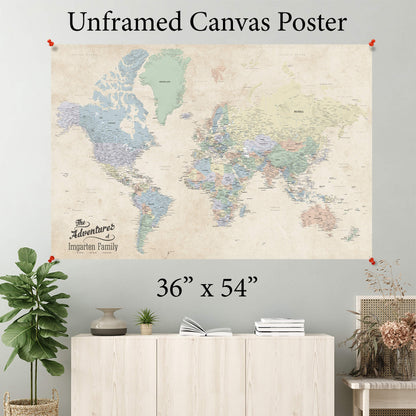 Sandy Dreams World Map Poster - 36x54"
