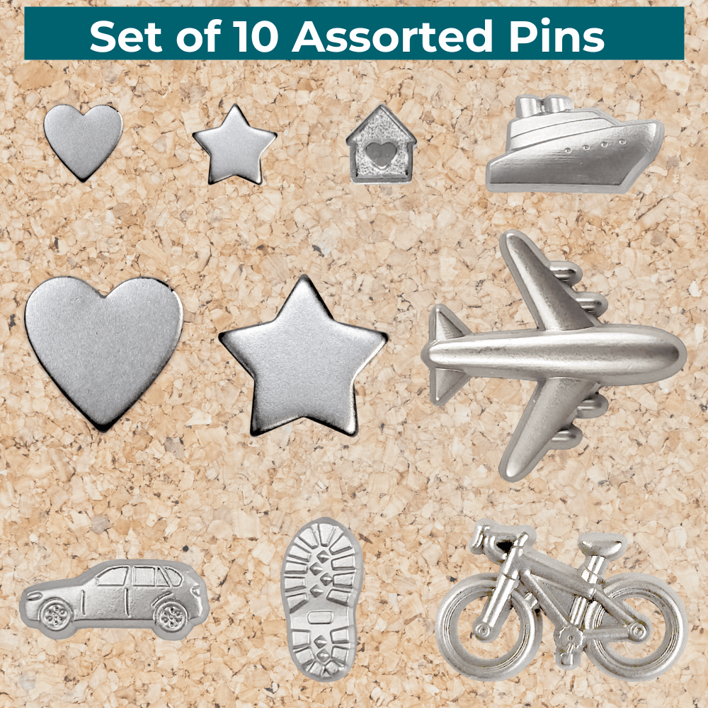 Set of 10 Assorted Pins - Silver