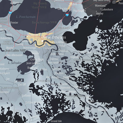 Closeup of Detail on Louisiana Slate State Map