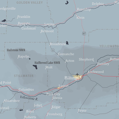 Montana Push Pin Travel Map Closeup