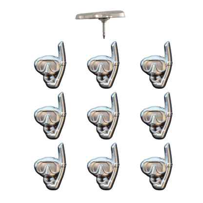 Snorkel Mask Push Pins Silver Pack of 10