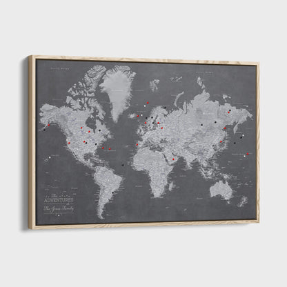 Canvas - Stormy Dreams World Travel Map with pins