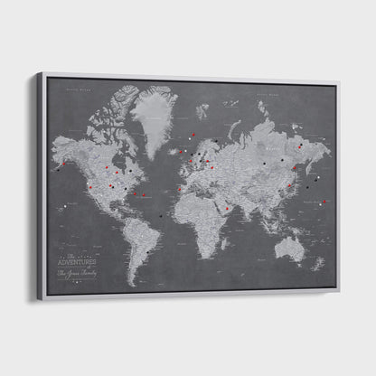 Canvas - Stormy Dreams World Travel Map with pins