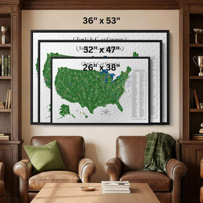 Canvas - Top US Golf Courses Travel Map with Pins