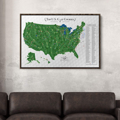 Canvas - Top US Golf Courses Travel Map with Pins