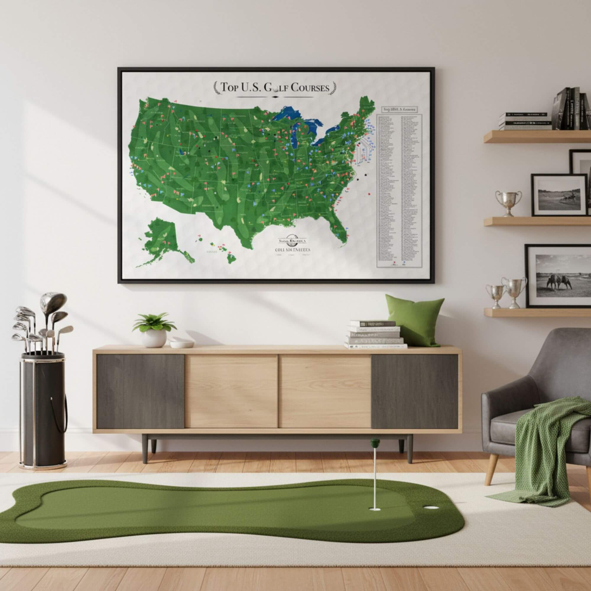 Canvas - Top US Golf Courses Travel Map with Pins