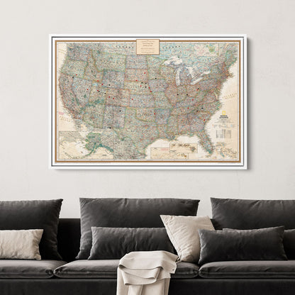 Canvas - Executive USA Travel Pin Map